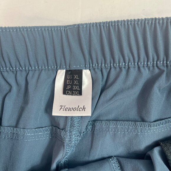 Flewolch Women's Lightweight Outdoor Cargo Pants Elastic Waist & Drawstring Blue - Picture 7 of 12